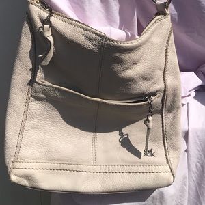 Sak crossbody, cream colore leather purse